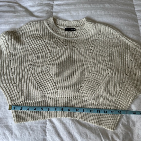 AQUA Knit Cropped Sweater in Cream - Picture 5 of 6